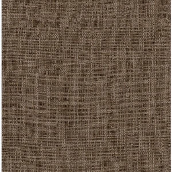 30.75 sq. ft. Dark Walnut The Alix Faux Weave Vinyl Peel and Stick Wallpaper