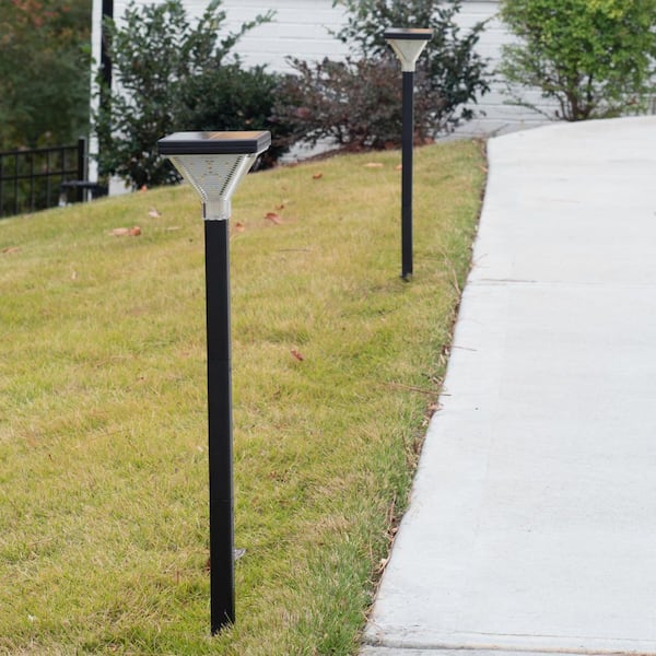 Luxor Aluminum Black Outdoor Waterproof Garden Solar Warm White Integrated LED Landscape Pathway Light - 2 Pack