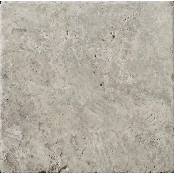 EMSER TILE Trav Ancient Tumbled Silver 3.94 in. x 3.94 in. Travertine Wall Tile