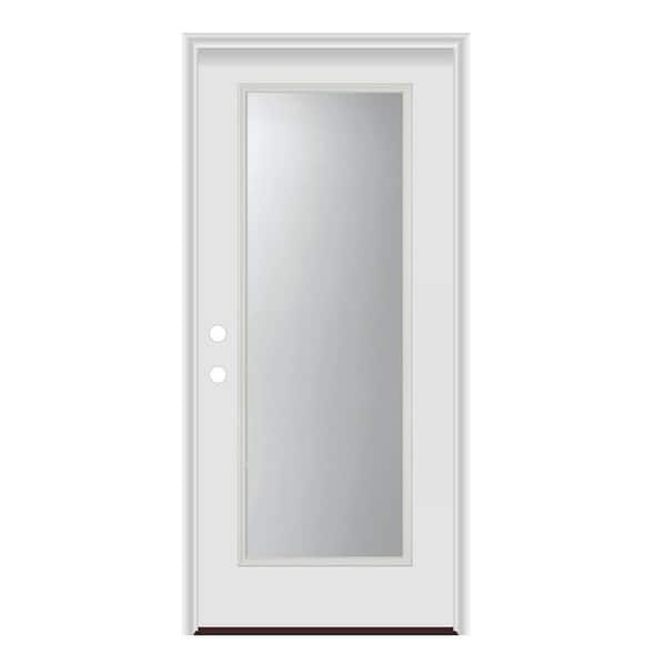 34 in. x 80 in. Right-Hand/Inswing 1 Lite Full Lite Clear Glass Primed Steel Prehung Front Door w/PVC Frame