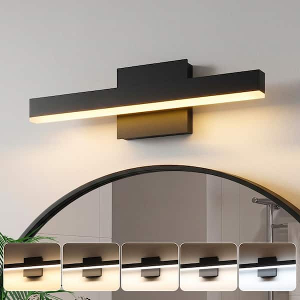 15.75 in. 1-Light Black Dimmable and 5-CCT LED Vanity Light Bar for Bathroom Wall Light Above Mirror