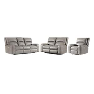 Jove 3-Piece Taupe Faux Leather Living Room Set