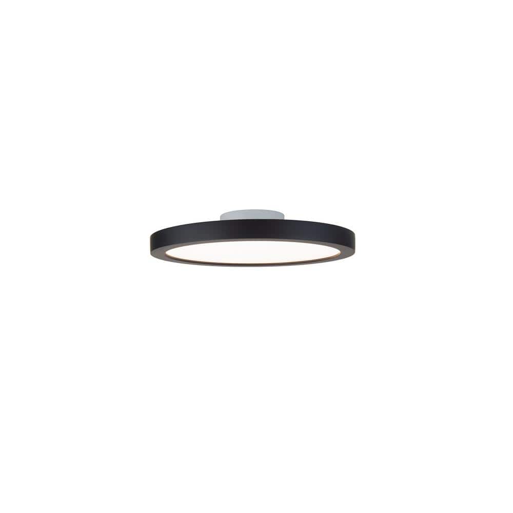 Black 7-Inch Round LED Flush Mount Light with Glass Diffuser