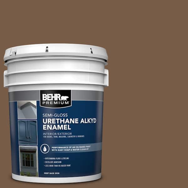 5 gal. #N250-7 Mission Brown Urethane Alkyd Semi-Gloss Enamel Interior/Exterior Paint