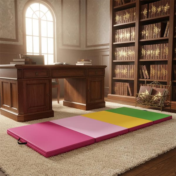 HONEY JOY Multi-colored Folding Gymnastics Mat, 10 ft. x 4 ft. x 2