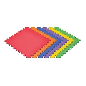 Rainbow Pack/Black 24 in. x 24 in. EVA Foam Truly Reversible Interlocking Tile (60-Tile)