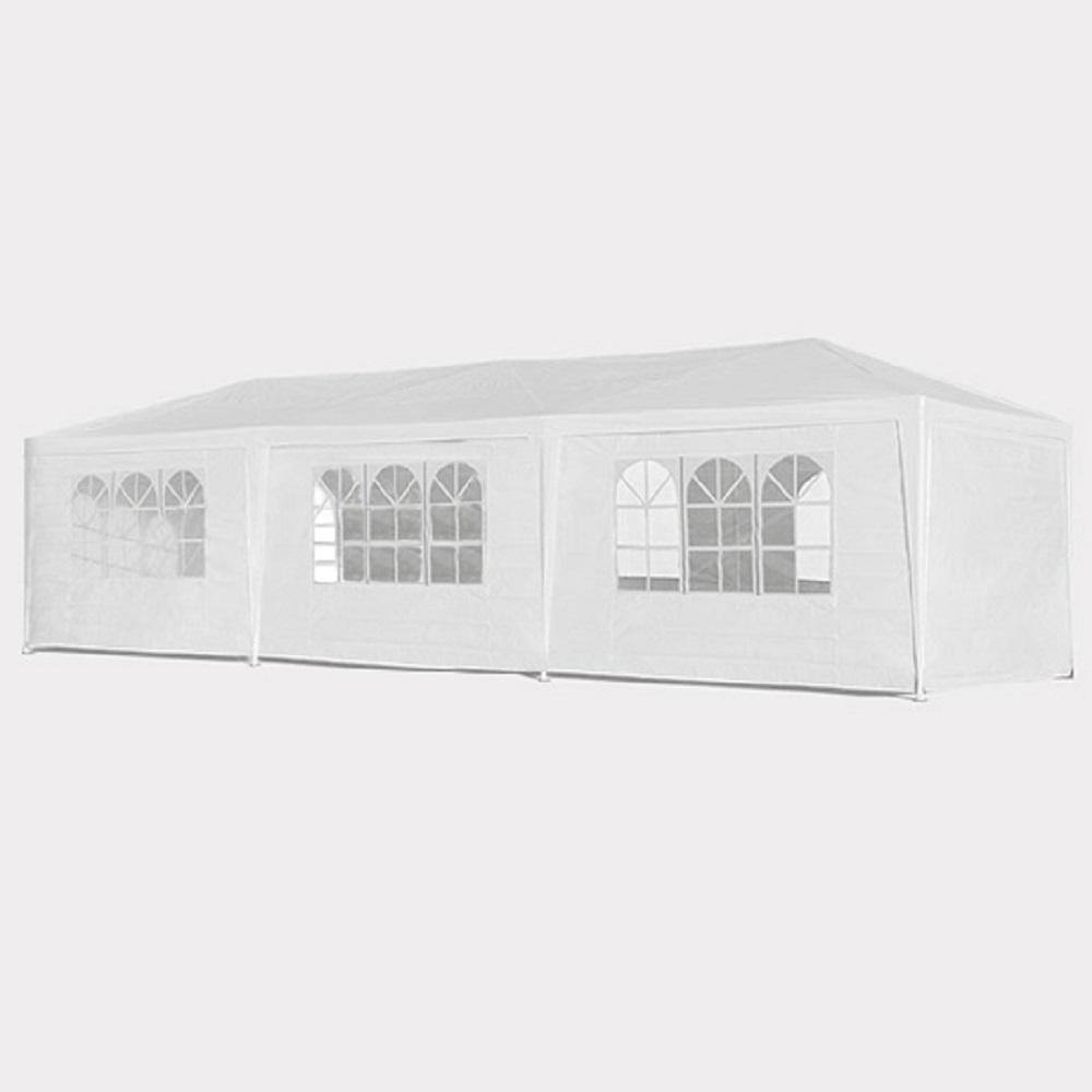 9.2 ft. x 27.5 ft. White Party Canopy Tent with 8 Sidewalls
