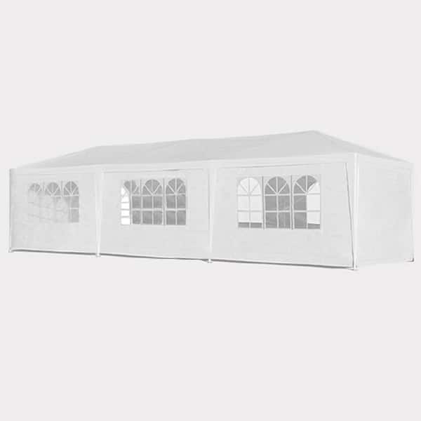 Unbranded 9.2 ft. x 27.5 ft. White Party Canopy Tent with 8 Sidewalls