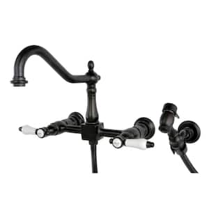 Bel-Air 2-Handle Wall-Mount Standard Kitchen Faucet with Side Sprayer in Oil Rubbed Bronze