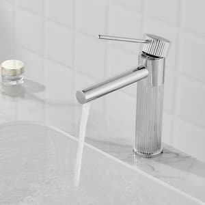 Single Hole Single Handle Mid-Arc Bathroom Faucet with Pop Up Drain in Polished Chrome