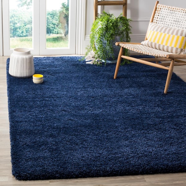 Milan Shag Doormat 2 ft. x 4 ft. Navy Solid Area Rug