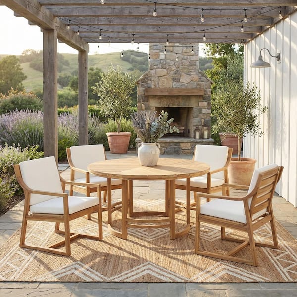high patio set with umbrella Amazon's 6-Piece Is for Small Yards will bring you excellent outdoor memory with your family and friends 5-Piece Acacia Wood Outdoor Dining