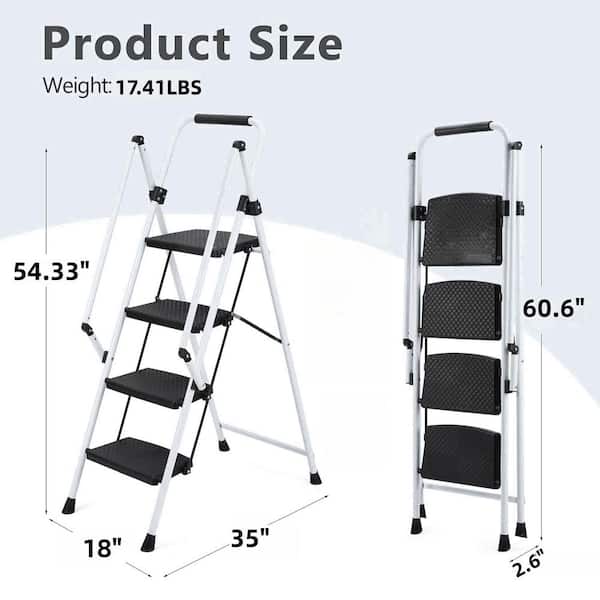 WRIGHTMASTER 4.5 ft. Carbon Steel Leaning Step Ladder (9 ft. Reach