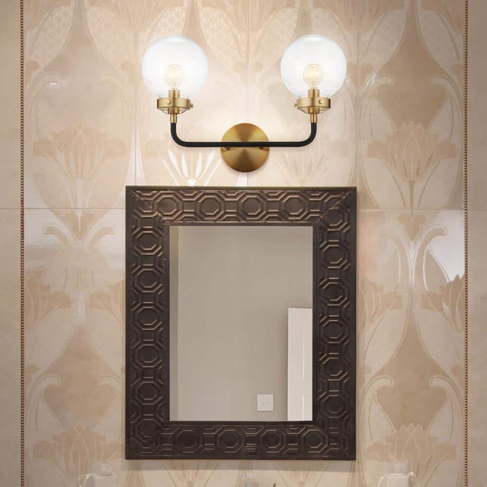 Caleb Transitional 18" Black and Brass LED Wall Sconce