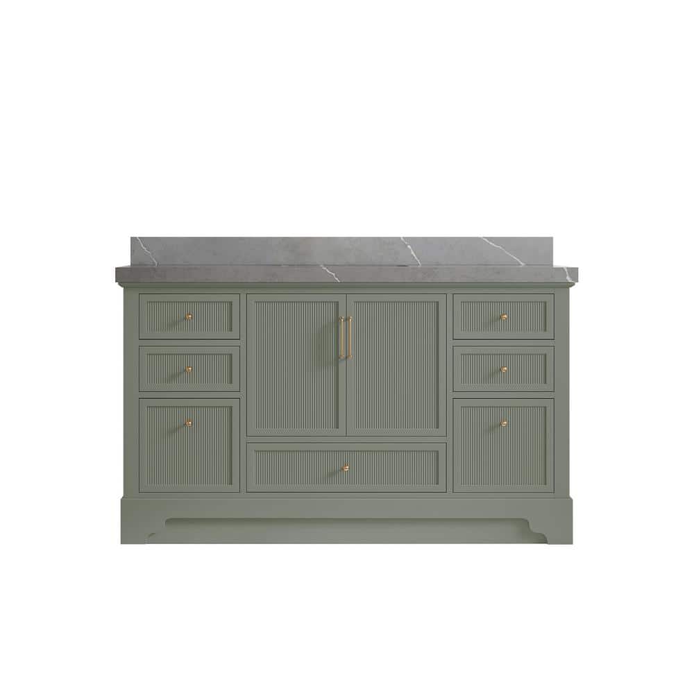 "Alys 60 in. W x 22 in. D x 36 in. H Single Sink Bath Vanity in Evergreen with 2"" Piatra Quartz Top" price history on PriceWatchPro