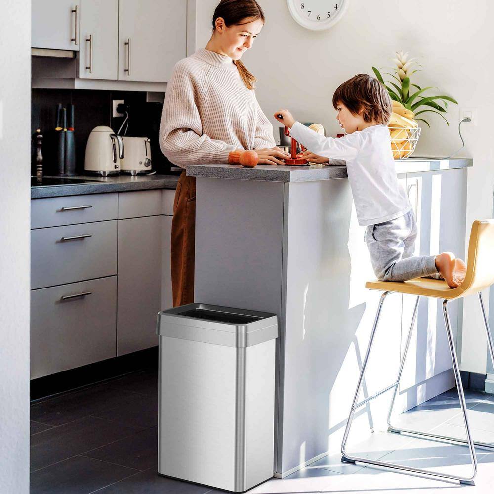 iTouchless 16 Gallon Brushed Stainless Steel Touchless Trash Can