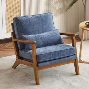 Dark Blue Armchair with Wide Armrest