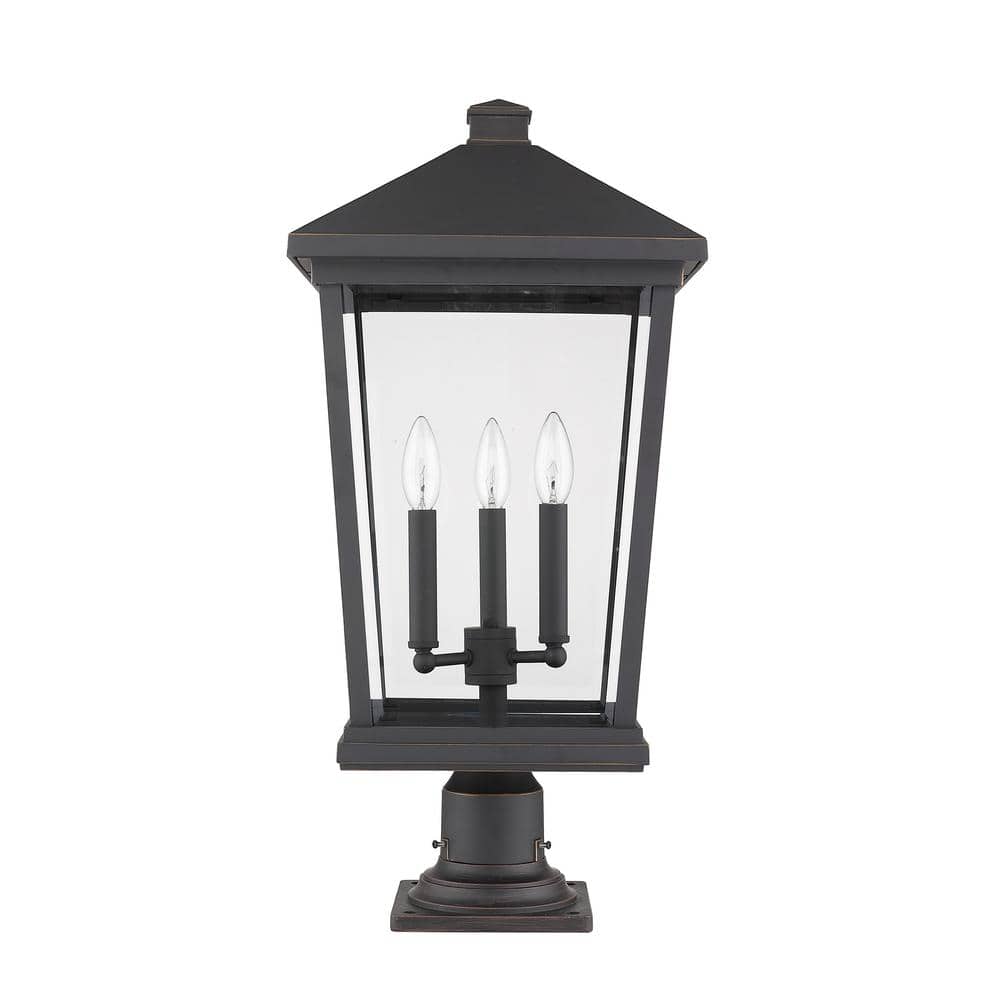 Modern Seedy Glass 17" Black Outdoor Pier Mount Light