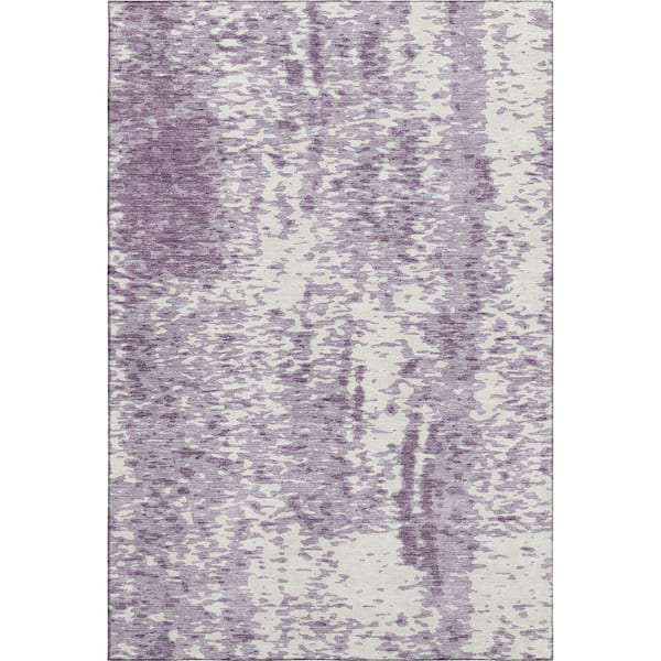 Mayfield Premium Machine Washable Abstract AMF949 Lavender 8 ft. x 10 ft. Area Rug