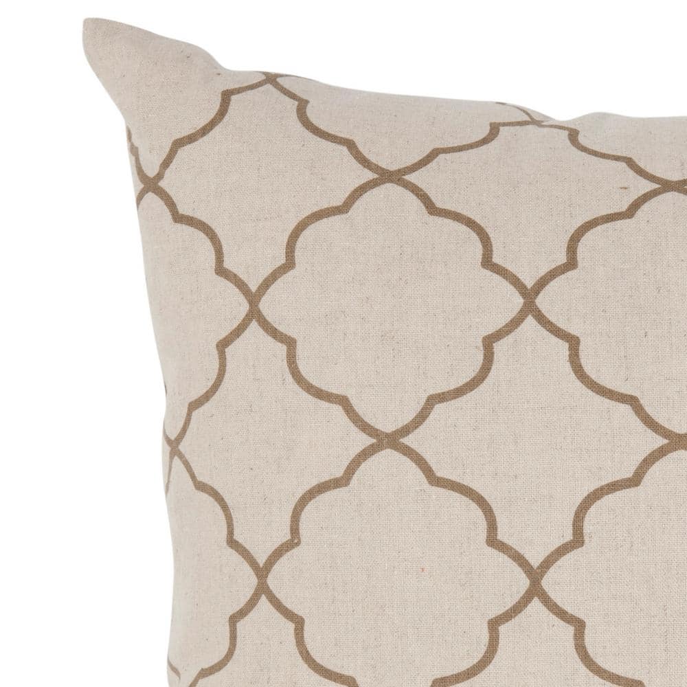 Beige Ikat Cotton Linen Square Throw Pillow Set