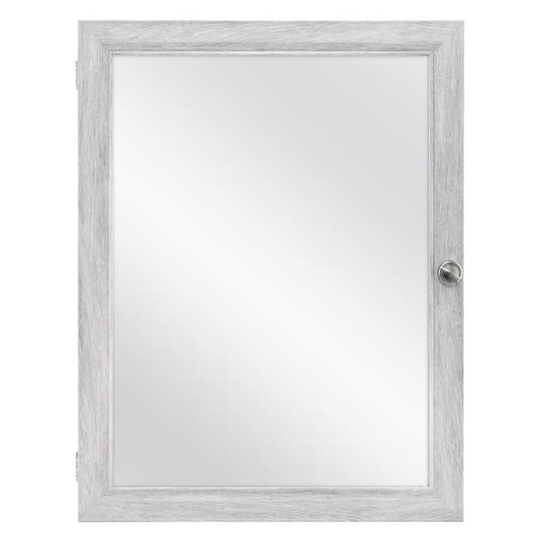 Photo 1 of 20 in. x 26 in. Recessed or Surface Mount Framed Medicine Cabinet in Gray with Mirror