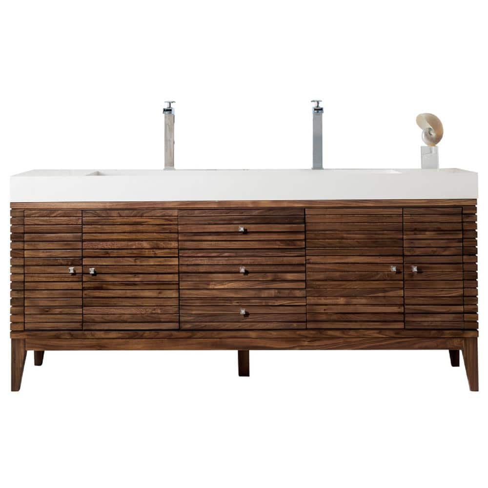 Linear 72.5 in. W x 19 in.D x 34.3 in.H Double Bath Vanity in Mid Century W