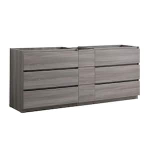 Lazzaro 84 in. Modern Double Bath Vanity Cabinet Only in Gray Wood