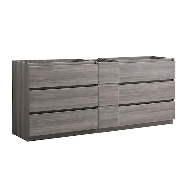 Fresca Lazzaro 84 in. Modern Double Bath Vanity Cabinet Only in Gray Wood
