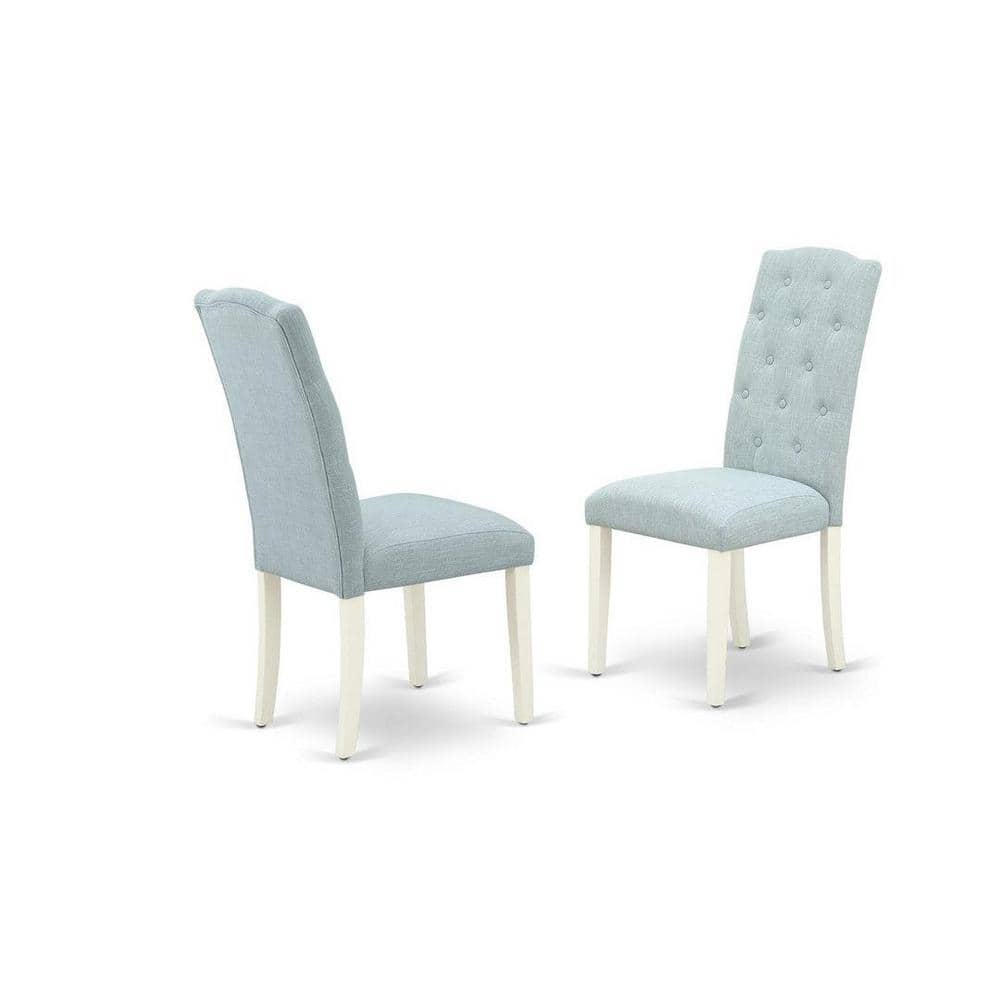 Linen White Extendable Dining Set with 4 Upholstered Parsons Chairs