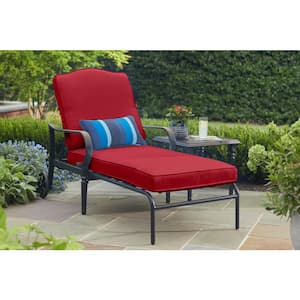 Laurel Oaks Black Steel Outdoor Patio Chaise Lounge with CushionGuard Chili Red Cushions
