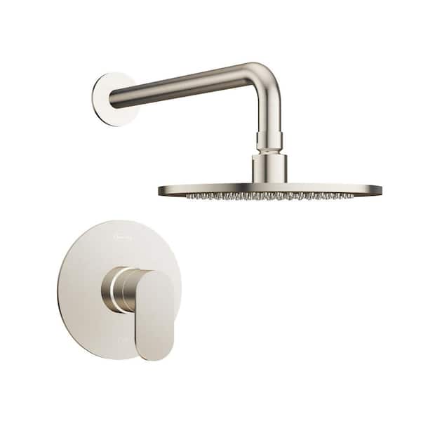 JACUZZI Razzo 1-Spray Pattern 2.0 GPM 9.9 in. Wall Mount Fixed Shower Head in Brushed Nickel (Valve Included)