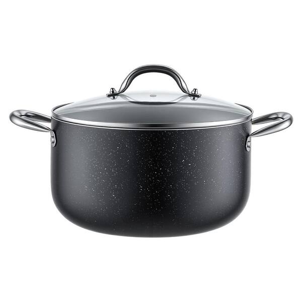 6qt. Aluminum Stock Pot with Nonstick Ceramic Coating and Glass Lid, Ideal for Soups, Stews, PFOA-Free, PFAS-Free