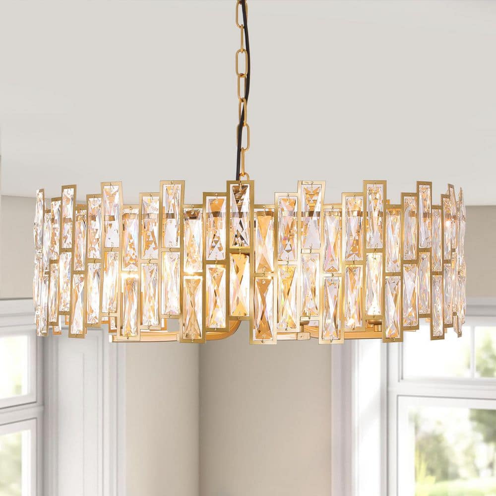 8-Light Gold Modern/Contemporary Crystal Drum Chandelier