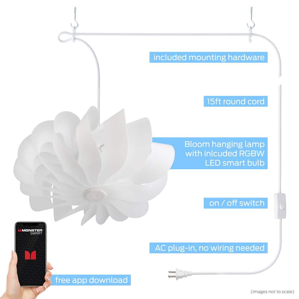 White Plastic LED Smart Pendant Light with Rope Accents