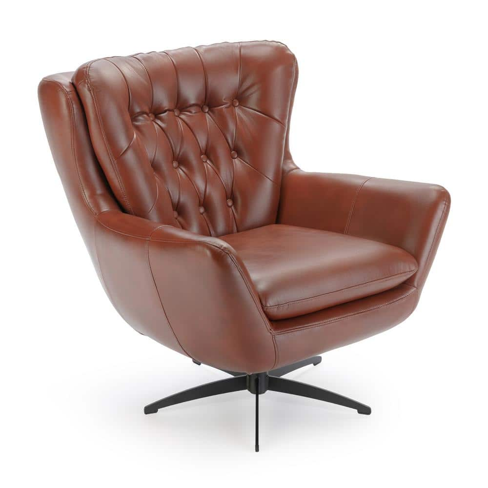 Clayton Caramel Faux Leather Swivel Chair with Button Tufting 8302-57 ...