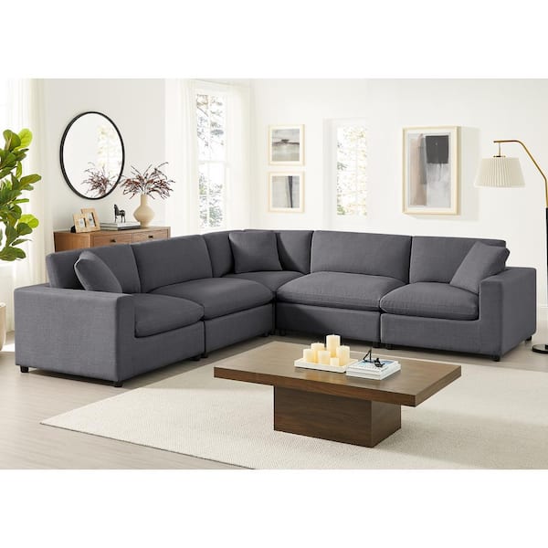 MODWAY Commix 159 in. W Square Arm Down Filled Overstuffed