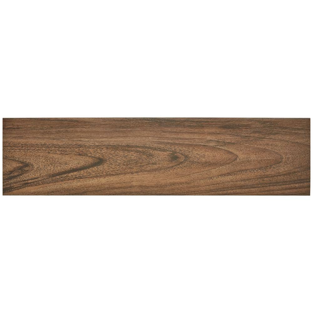 Baker Wood 6 in. x 6 in. Walnut Glazed Porcelain Floor and Wall Tile Sample