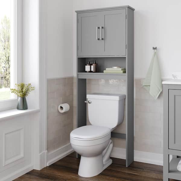 Carnegy Avenue Vega 25 in. W x 66 in. H x 9 in. D Gray Over The Toilet Storage with Adjustable Shelves and Doors