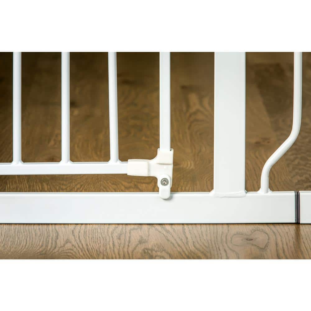 White Metal Pressure Mounted Walk Through Baby Gate
