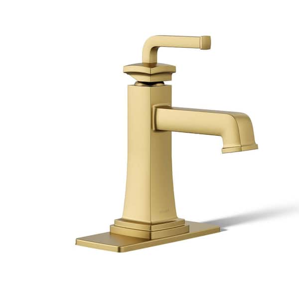 KOHLER Riff Single-Handle Single-Hole Bathroom Faucet in Vibrant Brushed Moderne Brass