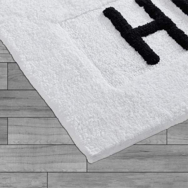 Novelty "His" White 21 in. x 34 in. 100% Cotton Bath Rug