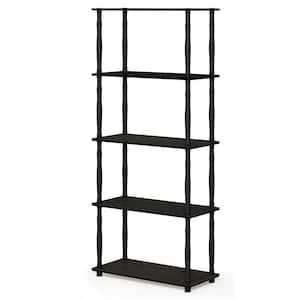 57.4 in. Tall Espresso/Black 5-Shelves Etagere Bookcases
