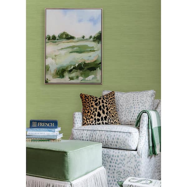 Citrus Green Classic Faux Grasscloth Peel and Stick Wallpaper