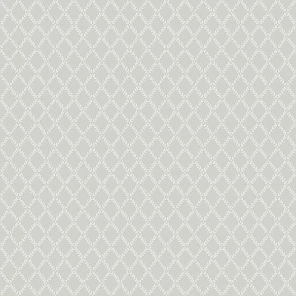 A-Street Prints Trevor Grey Leaf Trellis Wallpaper Sample