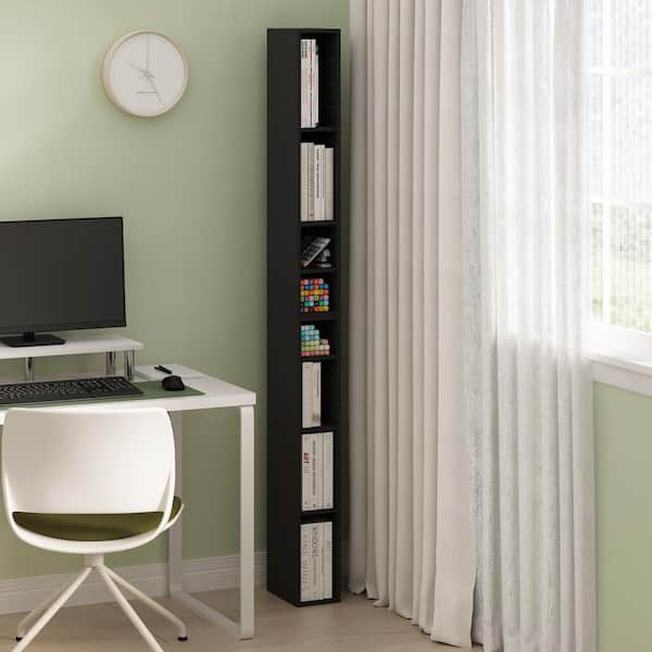 Furinno Fulda 70.87 in. Tall Blackwood Wood 8-Shelf Open Shelf Bookcase
