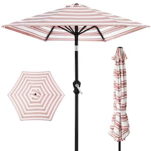 10 ft. Steel Market Tilt and Crank Patio Umbrella in Rust Stripe