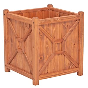 Chester 16 in. W x 16 in. D x 18 in. H Square Wooden Brown Planter