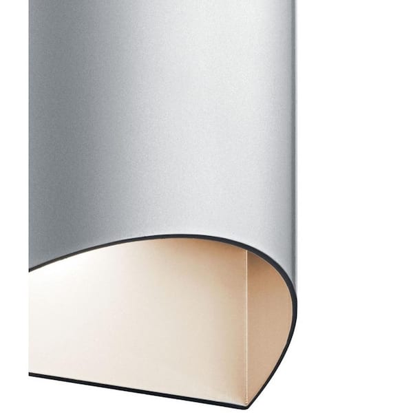 Wesley 7.5 in. 1-Light Platinum Silver Outdoor Hardwired Wall Lantern Sconce with Integrated LED (1-Pack)
