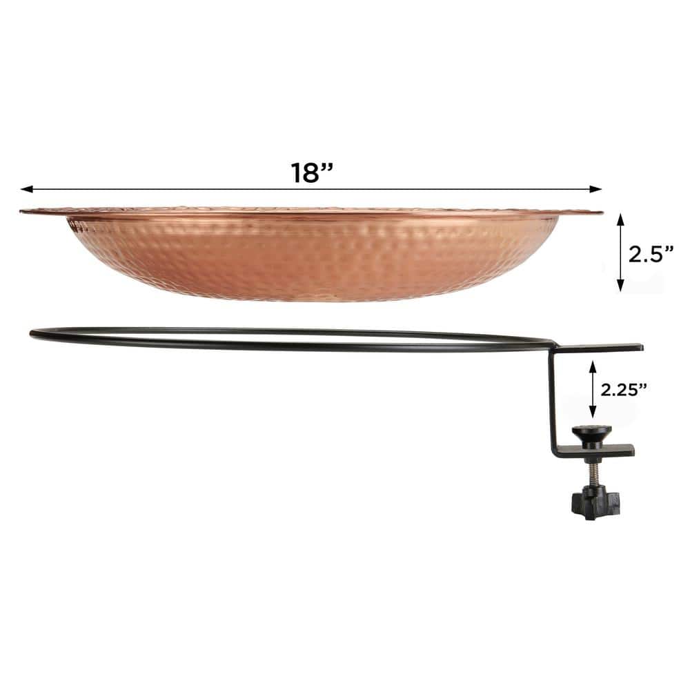 Large Hammered Copper Deck Mounted Bird Bath