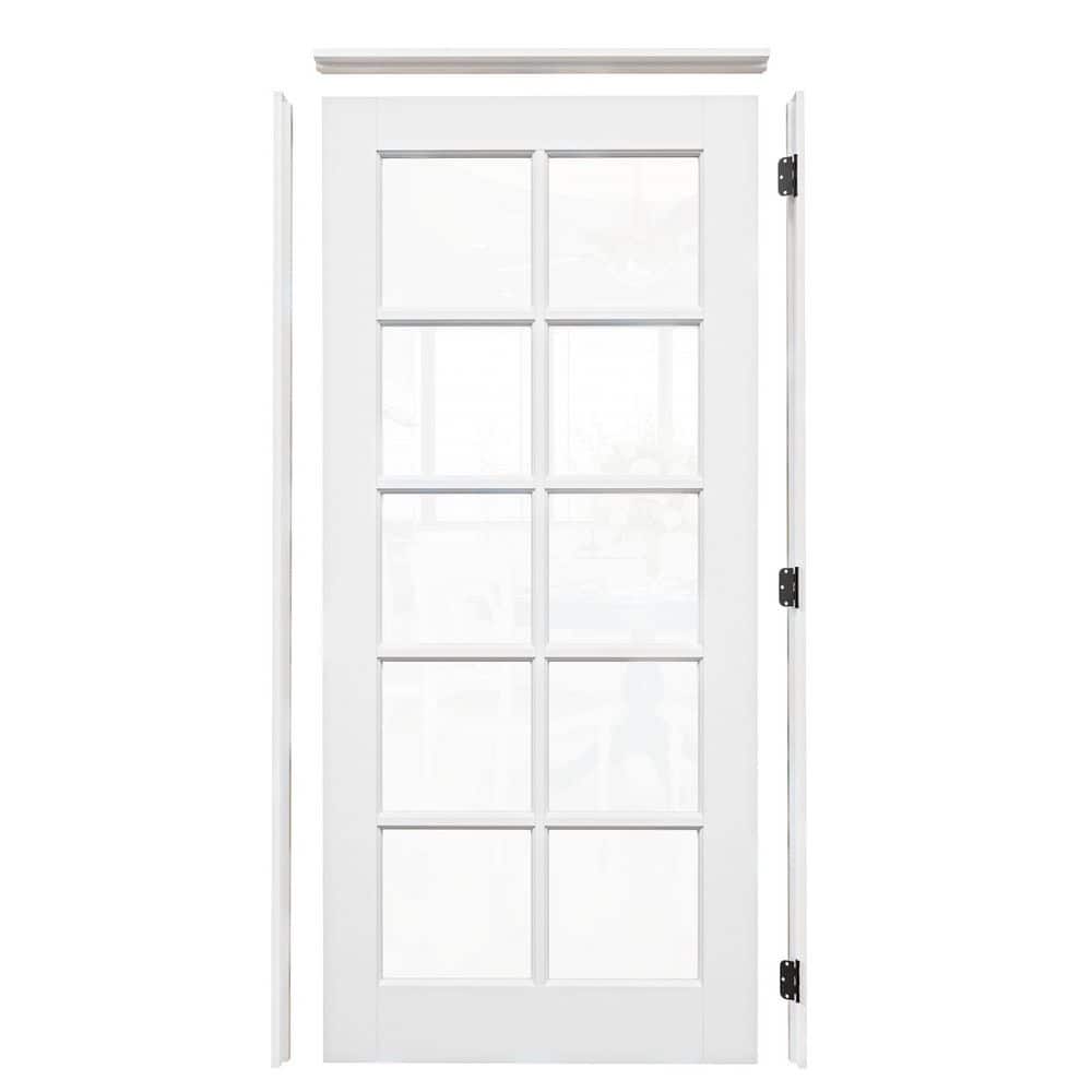 36 in. x 80 in. Right Hand 10-Lite Clear Glass White Solid Core Wood Single Prehung Interior Door+ Quick Assemble Jamb price history on PriceWatchPro